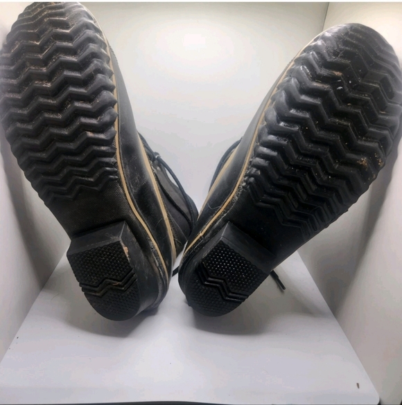 Sorel Fancy Lace II Black Suede Rubber Waterproof Mid Calf Boots size 9.5 Felt - Picture 8 of 9